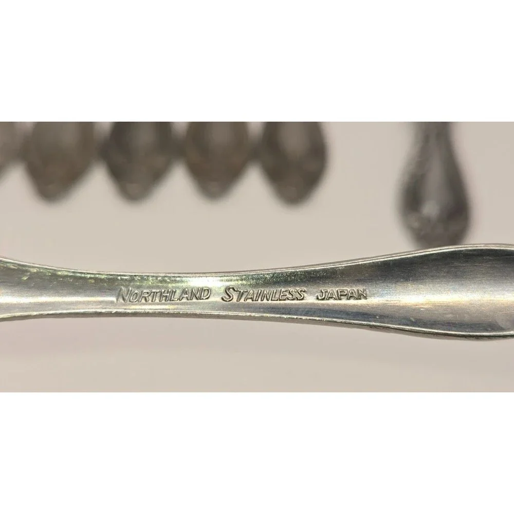 Vtg Northland Stainless Flatware Japan Set of 11 Mixed Lot Floral Rose Pattern